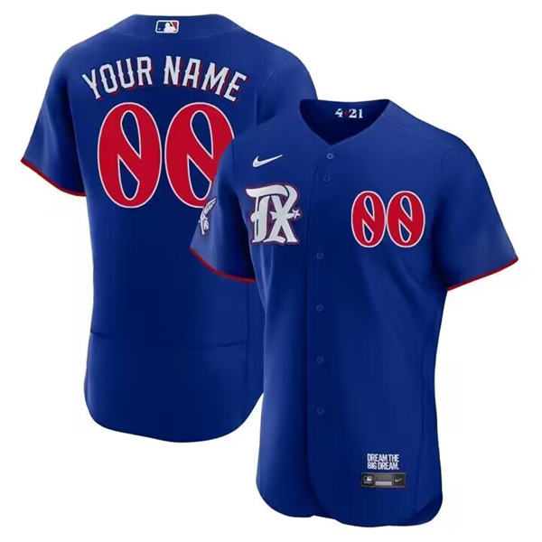 Men's Royal Texas Rangers ACTIVE PLAYER Custom 2023 City Connect Flex Base Stitched Baseball Jersey